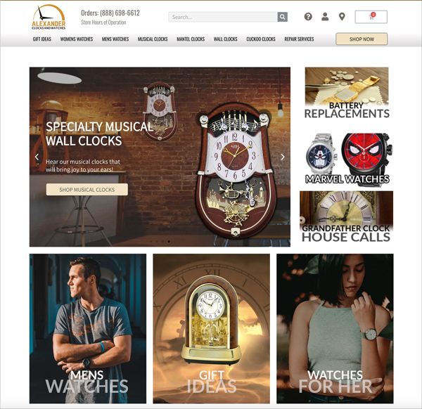Alexander Clocks & Watches website preview