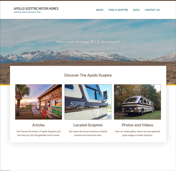 Apollo Sceptre Motor Homes website preview