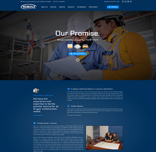 Kobolt Construction website preview