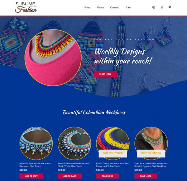 Sublime Online Fashion website preview