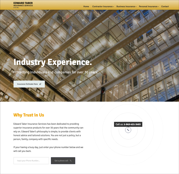 Taber Insurance website preview